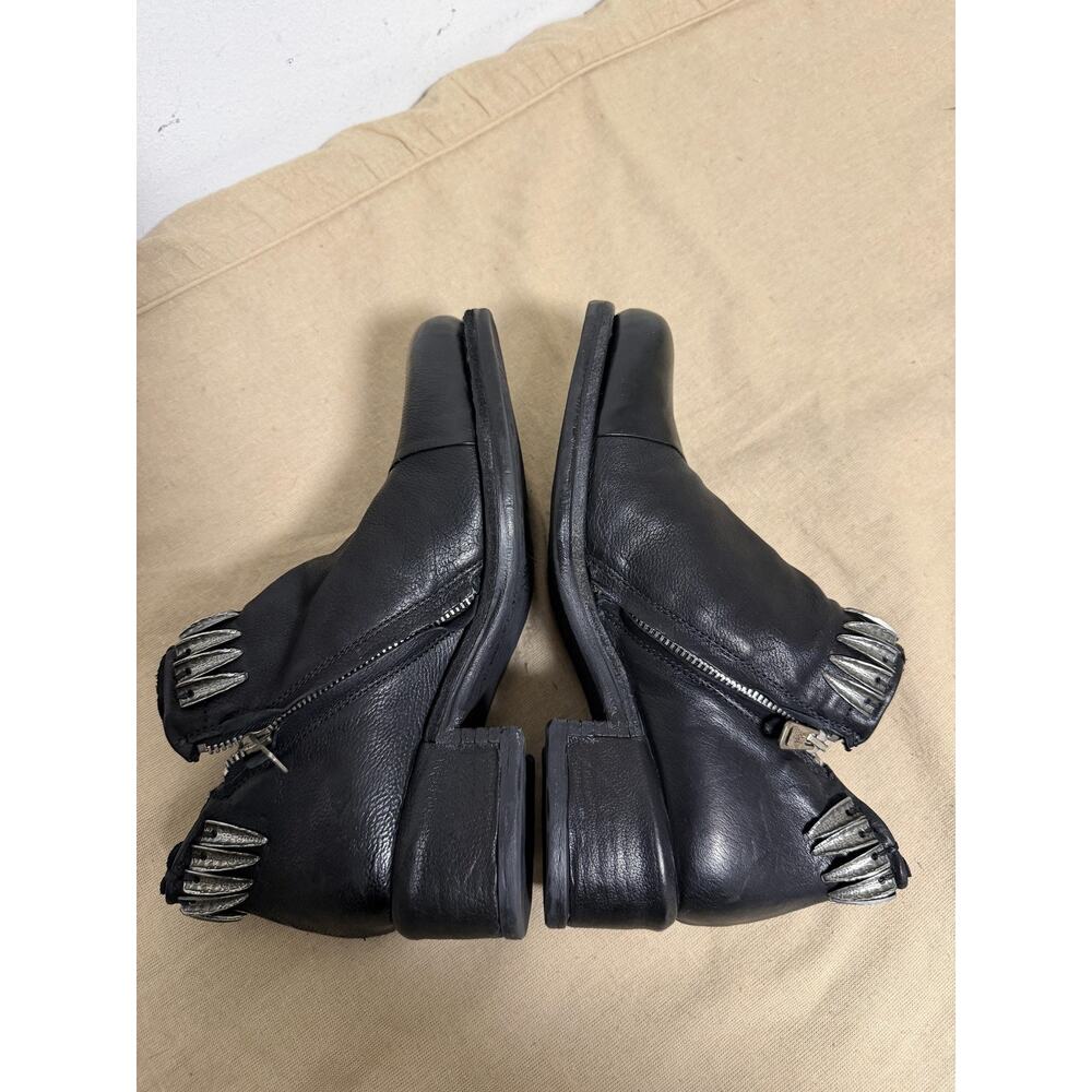 A.S.98 Boots Womens Size 8.5 Black Leather Studded Ankle Zip Block Heel Booties - Picture 7 of 16